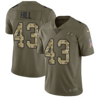 Nike Baltimore Ravens #43 Justice Hill Olive/Camo Youth Stitched NFL Limited 2017 Salute To Service Jersey