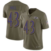 Nike Baltimore Ravens #43 Justice Hill Olive Youth Stitched NFL Limited 2017 Salute To Service Jersey