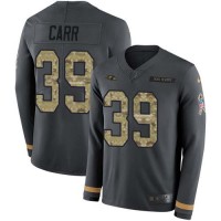 Nike Baltimore Ravens #39 Brandon Carr Anthracite Salute to Service Youth Stitched NFL Limited Therma Long Sleeve Jersey