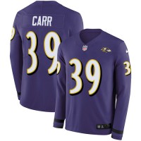 Nike Baltimore Ravens #39 Brandon Carr Purple Team Color Youth Stitched NFL Limited Therma Long Sleeve Jersey