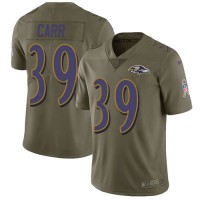 Nike Baltimore Ravens #39 Brandon Carr Olive Youth Stitched NFL Limited 2017 Salute To Service Jersey