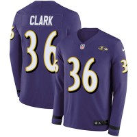 Nike Baltimore Ravens #36 Chuck Clark Purple Team Color Youth Stitched NFL Limited Therma Long Sleeve Jersey