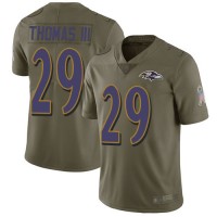 Nike Baltimore Ravens #29 Earl Thomas III Olive Youth Stitched NFL Limited 2017 Salute to Service Jersey