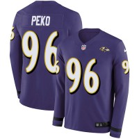 Nike Baltimore Ravens #96 Domata Peko Sr Purple Team Color Youth Stitched NFL Limited Therma Long Sleeve Jersey