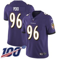 Nike Baltimore Ravens #96 Domata Peko Sr Purple Team Color Youth Stitched NFL 100th Season Vapor Untouchable Limited Jersey