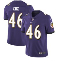 Nike Baltimore Ravens #46 Morgan Cox Purple Team Color Youth Stitched NFL Vapor Untouchable Limited Jersey