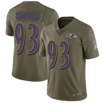 Nike Baltimore Ravens #93 Calais Campbell Olive Youth Stitched NFL Limited 2017 Salute To Service Jersey