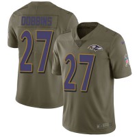 Nike Baltimore Ravens #27 J.K. Dobbins Olive Youth Stitched NFL Limited 2017 Salute To Service Jersey