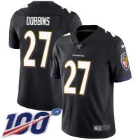 Nike Baltimore Ravens #27 J.K. Dobbins Black Alternate Youth Stitched NFL 100th Season Vapor Untouchable Limited Jersey