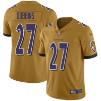 Nike Baltimore Ravens #27 J.K. Dobbins Gold Youth Stitched NFL Limited Inverted Legend Jersey
