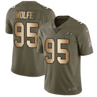 Nike Baltimore Ravens #95 Derek Wolfe Olive/Gold Youth Stitched NFL Limited 2017 Salute To Service Jersey