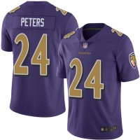 Nike Baltimore Ravens #24 Marcus Peters Purple Youth Stitched NFL Limited Rush Jersey