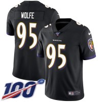 Nike Baltimore Ravens #95 Derek Wolfe Black Alternate Youth Stitched NFL 100th Season Vapor Untouchable Limited Jersey