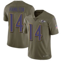 Nike Baltimore Ravens #14 Kyle Hamilton Olive Youth Stitched NFL Limited 2017 Salute To Service Jersey
