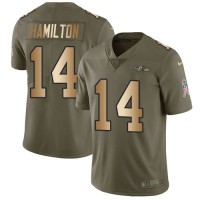 Nike Baltimore Ravens #14 Kyle Hamilton Olive/Gold Youth Stitched NFL Limited 2017 Salute To Service Jersey