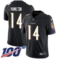 Nike Baltimore Ravens #14 Kyle Hamilton Black Alternate Youth Stitched NFL 100th Season Vapor Untouchable Limited Jersey