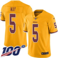 Nike Washington Commanders #5 Tress Way Gold Youth Stitched NFL Limited Rush 100th Season Jersey