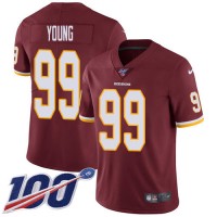 Nike Washington Commanders #99 Chase Young Burgundy Red Team Color Youth Stitched NFL 100th Season Vapor Untouchable Limited Jersey