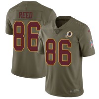Nike Washington Commanders #86 Jordan Reed Olive Youth Stitched NFL Limited 2017 Salute to Service Jersey