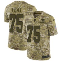 Nike New Orleans Saints #75 Andrus Peat Camo Youth Stitched NFL Limited 2018 Salute to Service Jersey