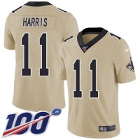 Nike New Orleans Saints #11 Deonte Harris Gold Youth Stitched NFL Limited Inverted Legend 100th Season Jersey