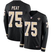 Nike New Orleans Saints #75 Andrus Peat Black Team Color Youth Stitched NFL Limited Therma Long Sleeve Jersey