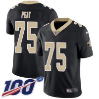 Nike New Orleans Saints #75 Andrus Peat Black Team Color Youth Stitched NFL 100th Season Vapor Untouchable Limited Jersey