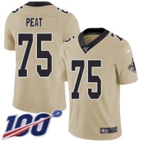 Nike New Orleans Saints #75 Andrus Peat Gold Youth Stitched NFL Limited Inverted Legend 100th Season Jersey