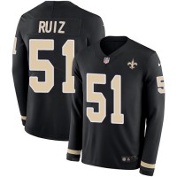Nike New Orleans Saints #51 Cesar Ruiz Black Team Color Youth Stitched NFL Limited Therma Long Sleeve Jersey