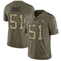 Nike New Orleans Saints #51 Cesar Ruiz Olive/Camo Youth Stitched NFL Limited 2017 Salute To Service Jersey