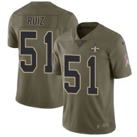Nike New Orleans Saints #51 Cesar Ruiz Olive Youth Stitched NFL Limited 2017 Salute To Service Jersey