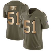 Nike New Orleans Saints #51 Cesar Ruiz Olive/Gold Youth Stitched NFL Limited 2017 Salute To Service Jersey
