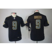 Nike New Orleans Saints #9 Drew Brees Black Impact Youth Stitched NFL Limited Jersey