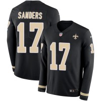Nike New Orleans Saints #17 Emmanuel Sanders Black Team Color Youth Stitched NFL Limited Therma Long Sleeve Jersey