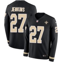 Nike New Orleans Saints #27 Malcolm Jenkins Black Team Color Youth Stitched NFL Limited Therma Long Sleeve Jersey
