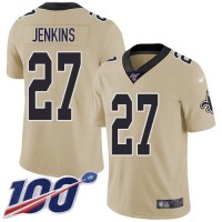 Nike New Orleans Saints #27 Malcolm Jenkins Gold Youth Stitched NFL Limited Inverted Legend 100th Season Jersey