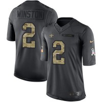 Nike New Orleans Saints #2 Jameis Winston Black Youth Stitched NFL Limited 2016 Salute to Service Jersey