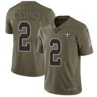Nike New Orleans Saints #2 Jameis Winston Olive Youth Stitched NFL Limited 2017 Salute To Service Jersey
