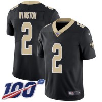 Nike New Orleans Saints #2 Jameis Winston Black Team Color Youth Stitched NFL 100th Season Vapor Untouchable Limited Jersey