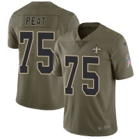 Nike New Orleans Saints #75 Andrus Peat Olive Youth Stitched NFL Limited 2017 Salute to Service Jersey