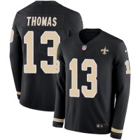 Nike New Orleans Saints #13 Michael Thomas Black Team Color Youth Stitched NFL Limited Therma Long Sleeve Jersey