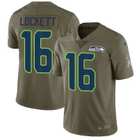 Nike Seattle Seahawks #16 Tyler Lockett Olive Youth Stitched NFL Limited 2017 Salute to Service Jersey