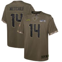Seattle Seattle Seahawks #14 DK Metcalf Nike Youth 2022 Salute To Service Limited Jersey - Olive