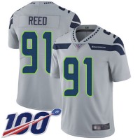 Nike Seattle Seahawks #91 Jarran Reed Grey Alternate Youth Stitched NFL 100th Season Vapor Limited Jersey
