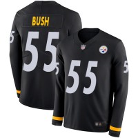 Nike Pittsburgh Steelers #55 Devin Bush Black Team Color Youth Stitched NFL Limited Therma Long Sleeve Jersey