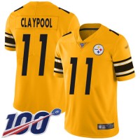 Nike Pittsburgh Steelers #11 Chase Claypool Gold Youth Stitched NFL Limited Inverted Legend 100th Season Jersey