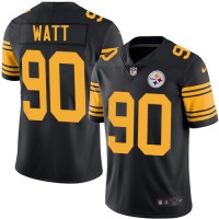 Nike Pittsburgh Steelers #90 T. J. Watt Black Youth Stitched NFL Limited Rush Jersey