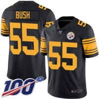 Nike Pittsburgh Steelers #55 Devin Bush Black Youth Stitched NFL Limited Rush 100th Season Jersey