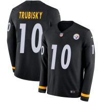 Nike Pittsburgh Steelers #10 Mitchell Trubisky Black Team Color Youth Stitched NFL Limited Therma Long Sleeve Jersey