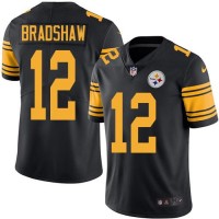 Nike Pittsburgh Steelers #12 Terry Bradshaw Black Youth Stitched NFL Limited Rush Jersey